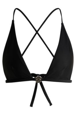 BOSS - Triangle bikini top with Double B monogram - Black