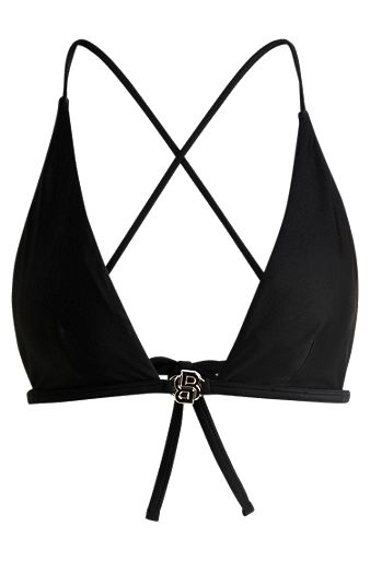 Triangle bikini top with Double B monogram, Black