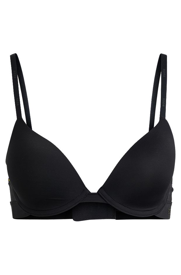 Underwire bra with branded adjustable straps, Black