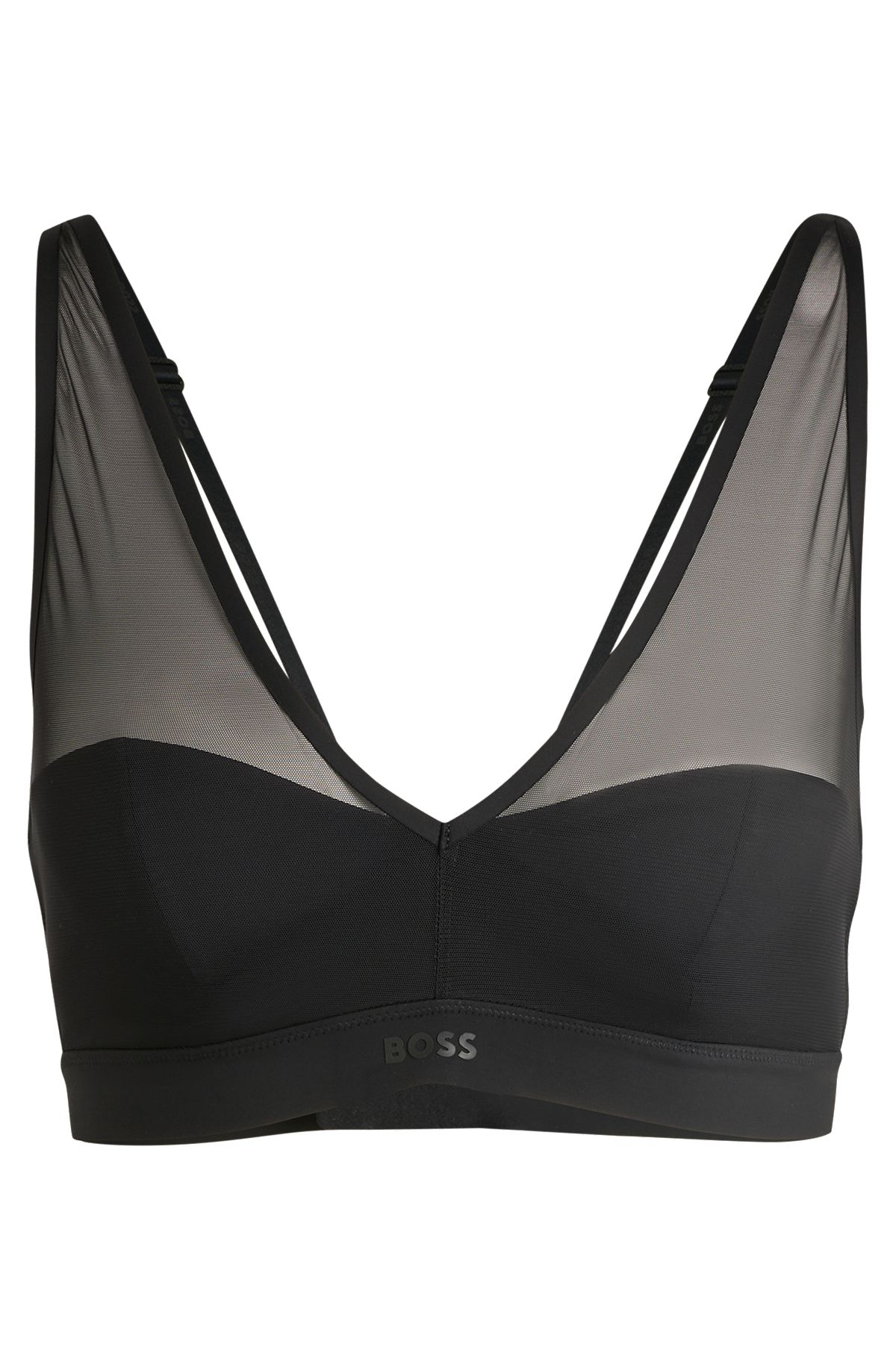 Mixed-material bra with multiway straps, Black