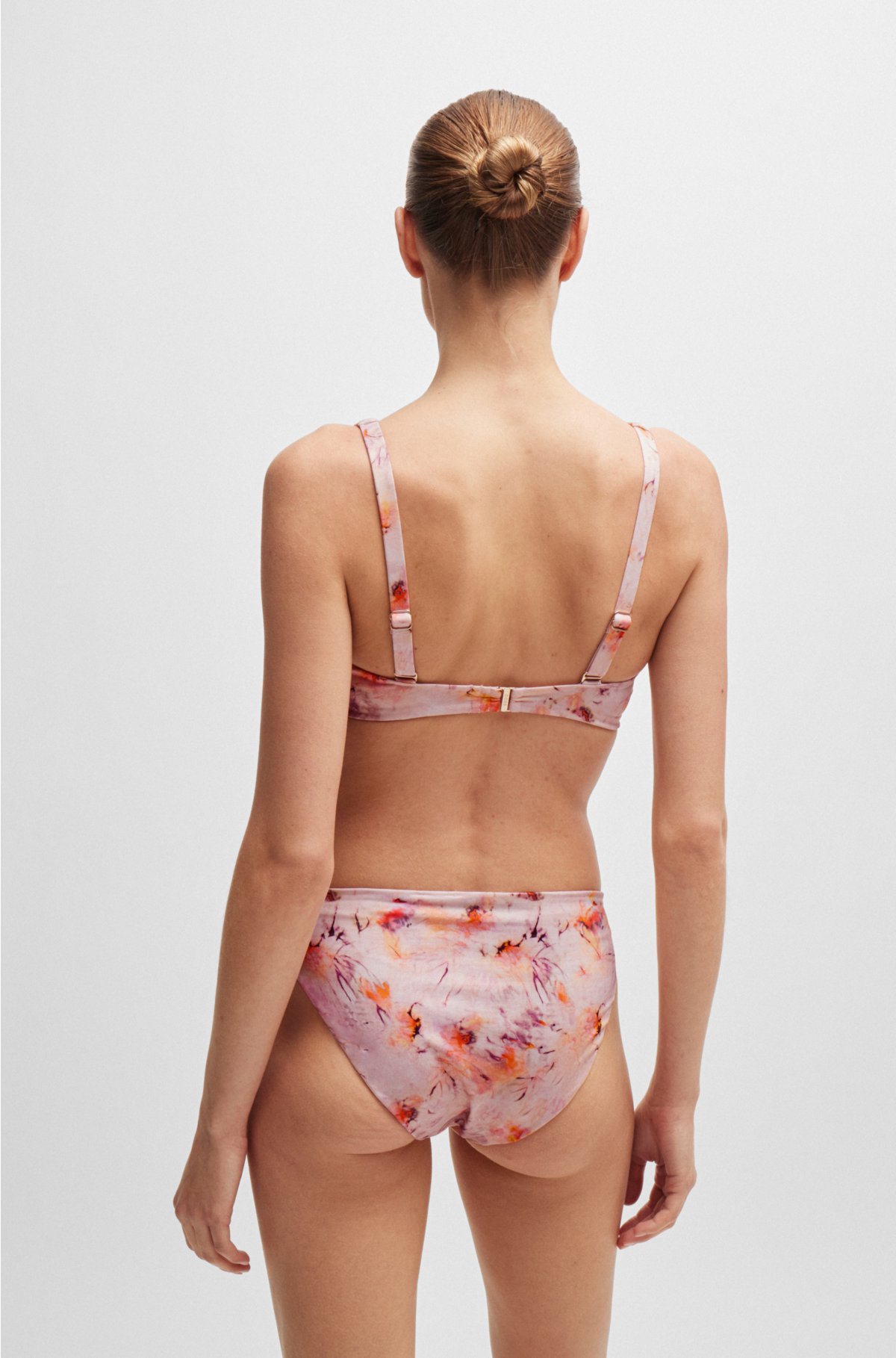 Printed bikini bottoms with logo trim, Pink Patterned