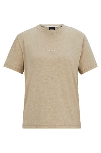 T-shirt Regular Fit en coton avec logo brodé ton sur ton, Brun chiné
