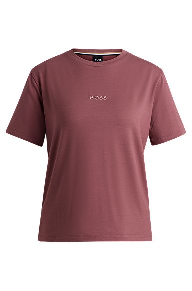 Regular-fit T-shirt in stretch jersey with embroidered logo, Light Red