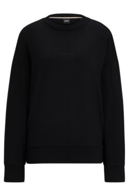 BOSS - Stretch-terry regular-fit sweatshirt with embroidered logo
