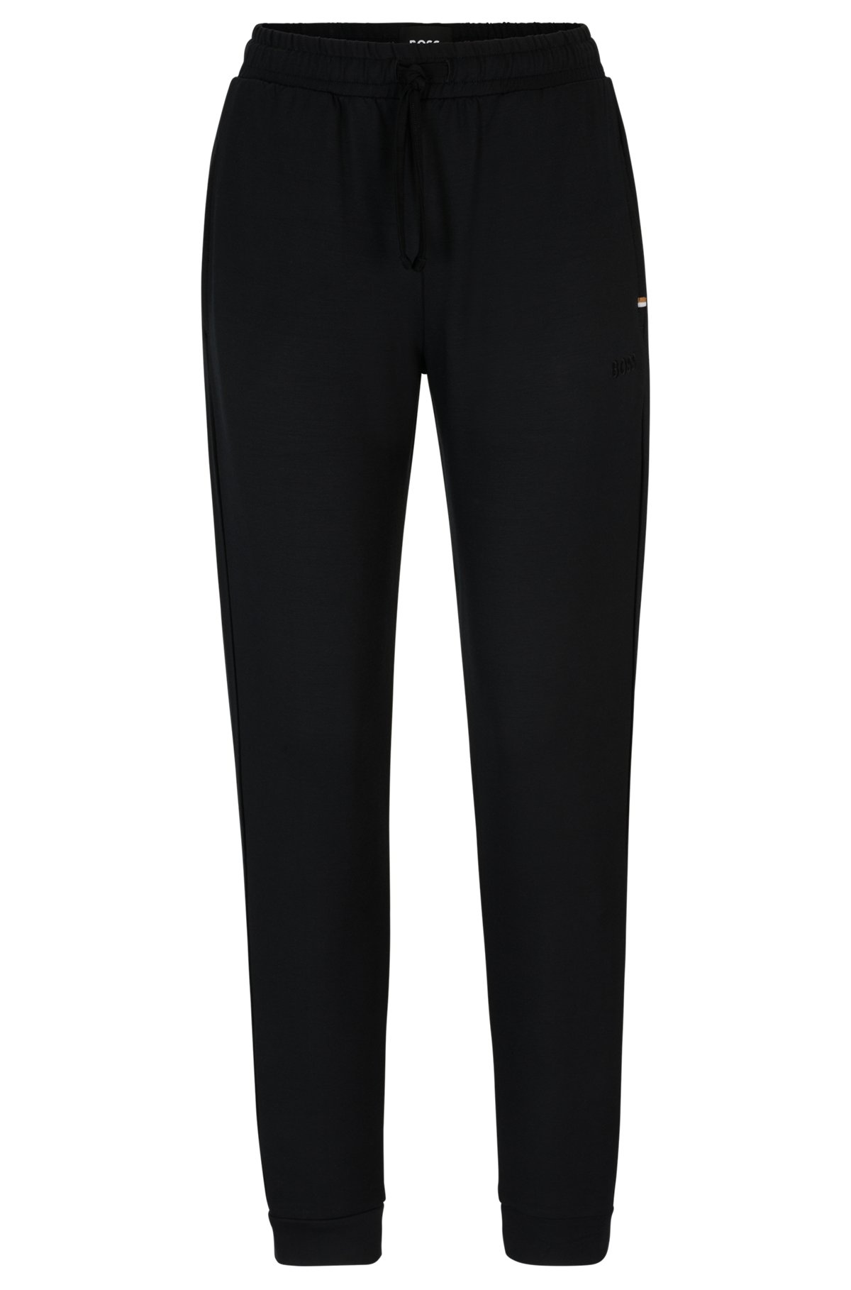 French-terry tracksuit bottoms with embroidered logo, Black