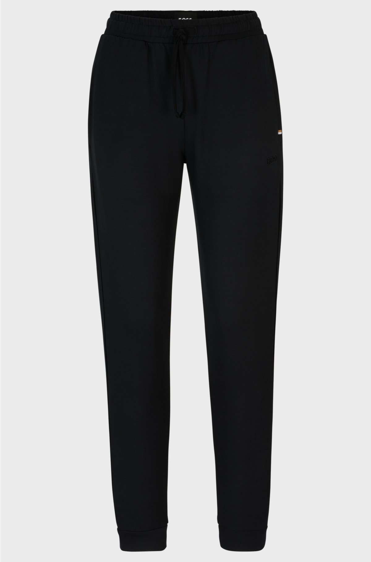 French-terry tracksuit bottoms with embroidered logo, Black