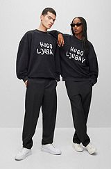 HUGO x LJUBAV cotton-terry sweatshirt with embroidered branding, Black