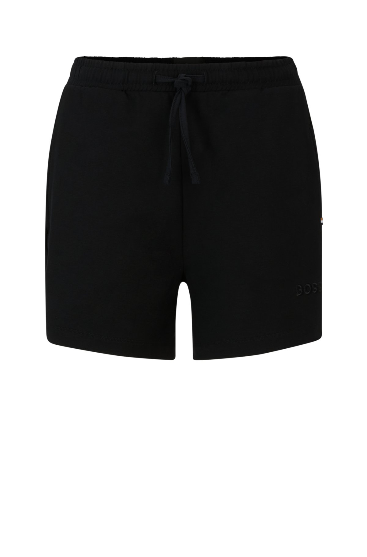 Stretch-terry shorts with embroidered logo, Black