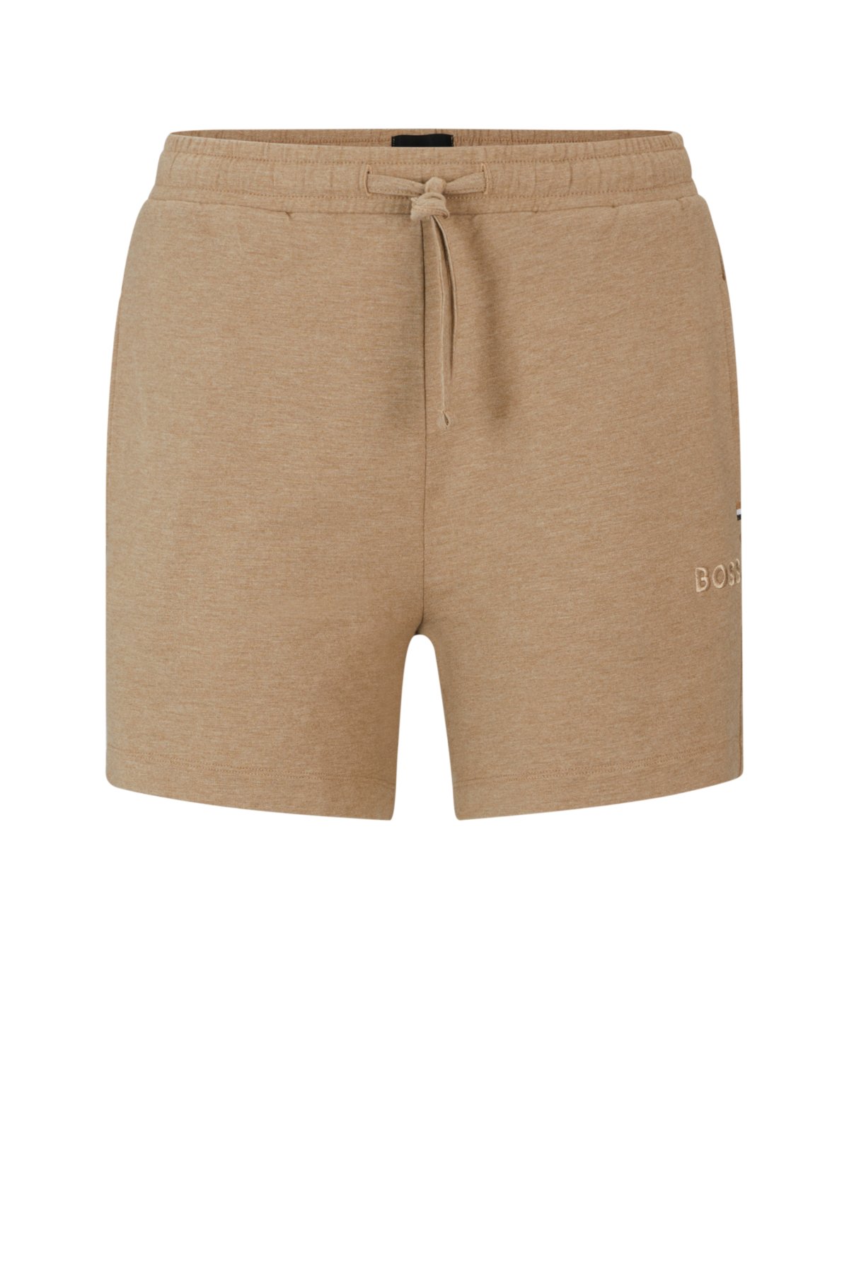 BOSS - Cotton-terry regular-fit shorts with logo badge