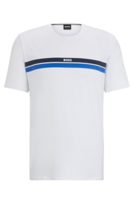 BOSS - Logo-stripe pyjama T-shirt in stretch-cotton jersey