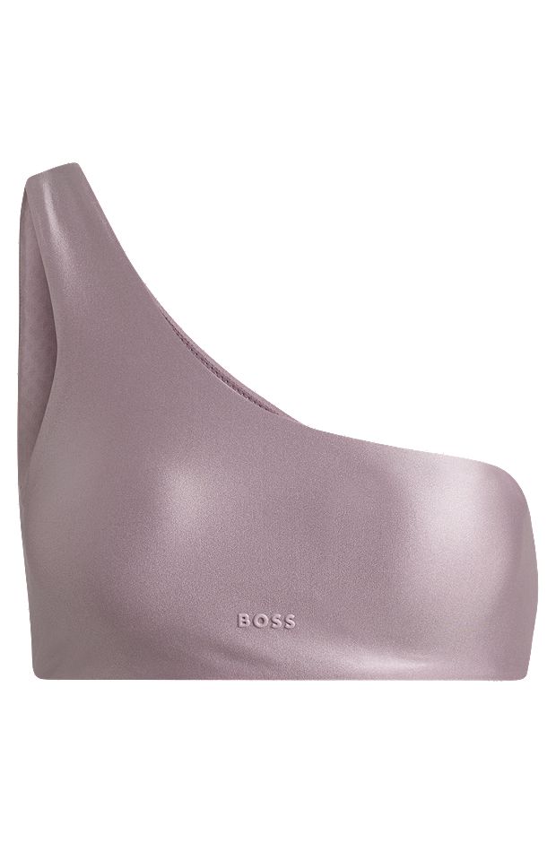 One-shoulder bikini bralette with 3D logo, Light Purple