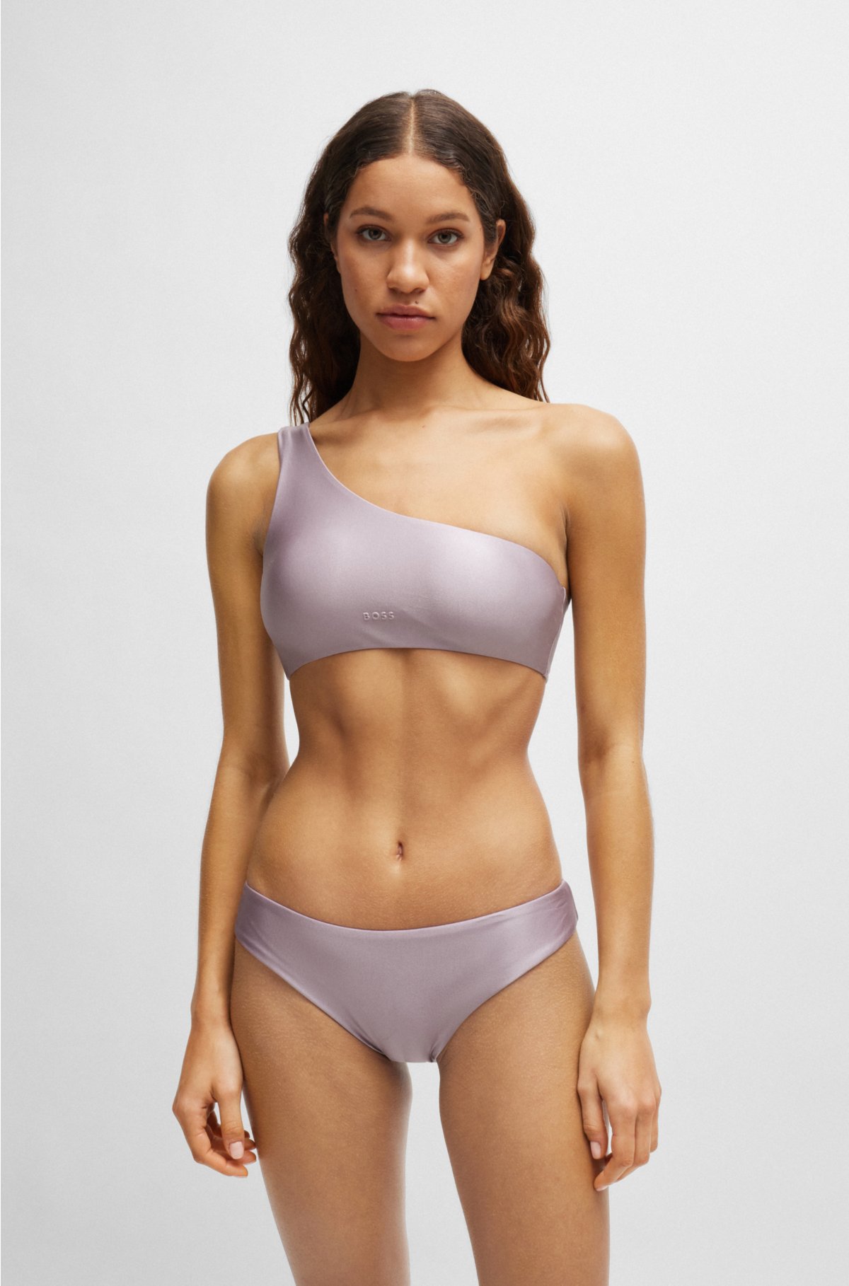 BOSS - One-shoulder bikini bralette with 3D logo