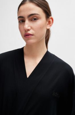 BOSS Stretchmodal jersey dressing gown with tonal logo