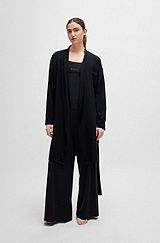 Stretch-modal jersey dressing gown with tonal logo, Black