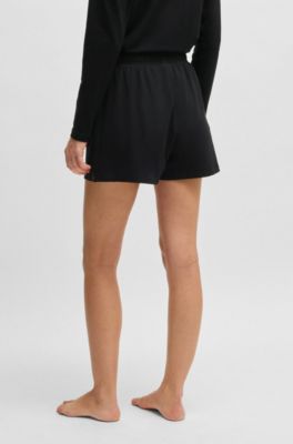 Bermuda del pigiama in cotone elasticizzato con cordoncini brandizzati, Nero