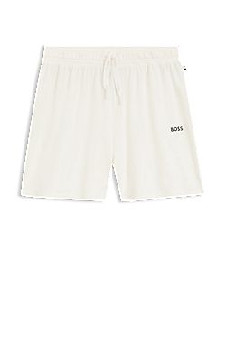 Stretch-cotton pyjama shorts with branded cords