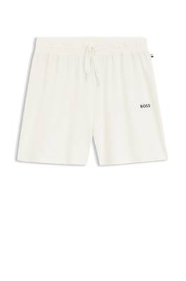 Stretch-cotton pyjama shorts with branded cords 1