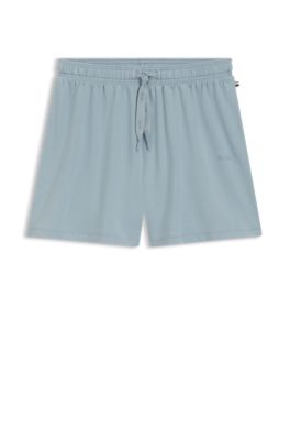 Shorts de pijama de algod&oacute;n el&aacute;stico con cordones de la marca, Celeste