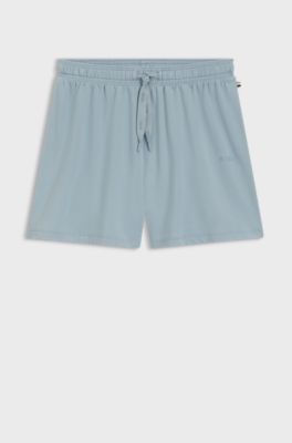 Stretch-cotton pyjama shorts with branded cords, Light Blue