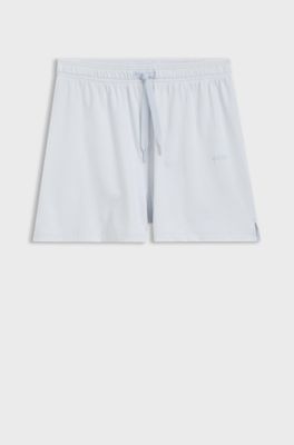 Stretch-cotton pyjama shorts with branded cords, Light Blue