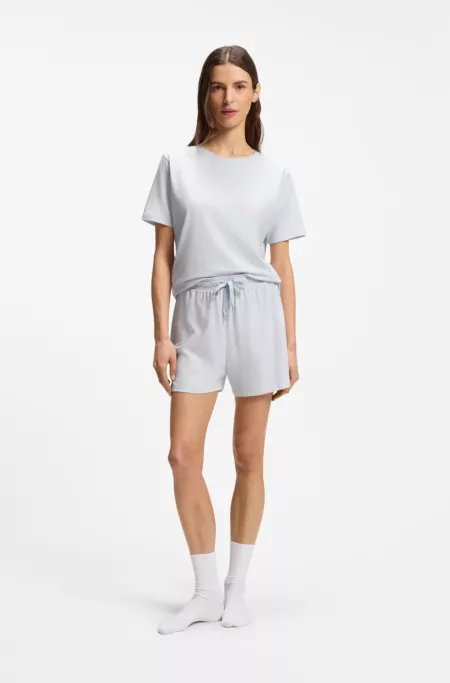 Stretch-cotton pyjama shorts with branded cords