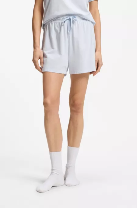 Stretch-cotton pyjama shorts with branded cords