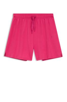 Stretch-cotton pyjama shorts with branded cords 1