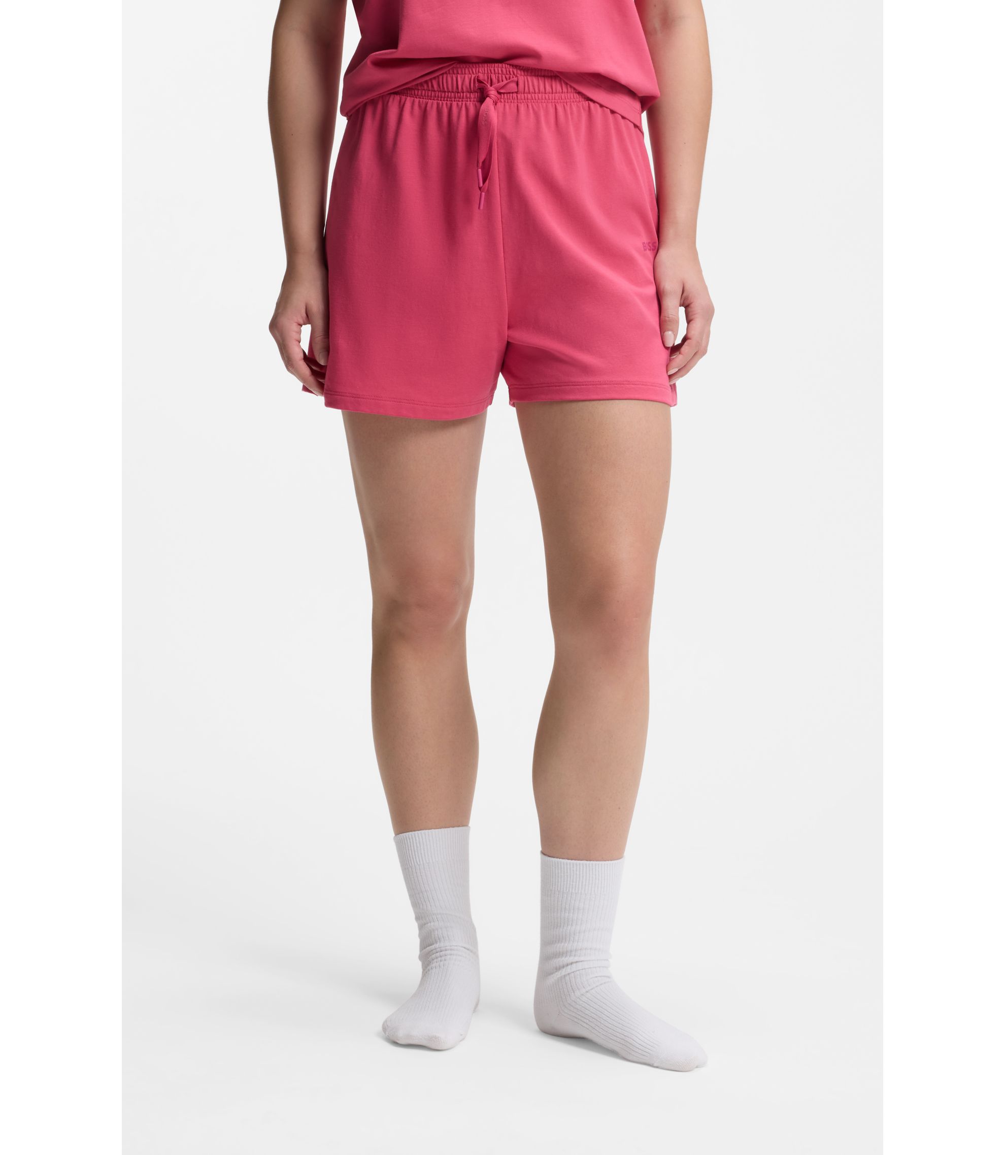 Pyjama-Shorts aus elastischer Baumwolle mit Logo-Kordeln