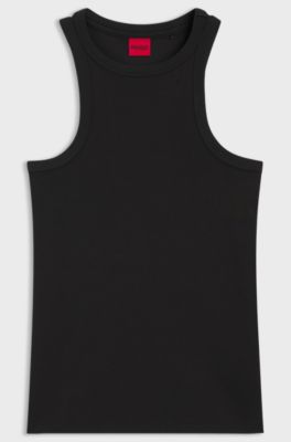 Canotta slim fit in misto cotone elasticizzato, Nero