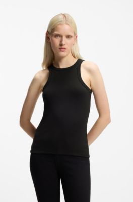 Slim-fit tanktop van een katoenmix met stretch, Zwart