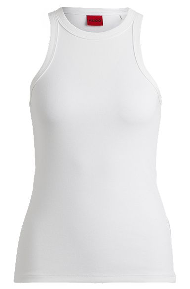 Slim-fit tank top in a cotton blend, White
