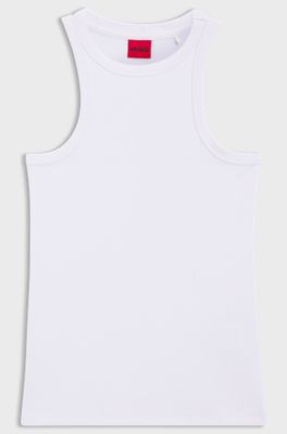 Slim-fit tank top in a stretch-cotton blend, White
