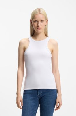 Slim-fit tank top in a stretch-cotton blend, White