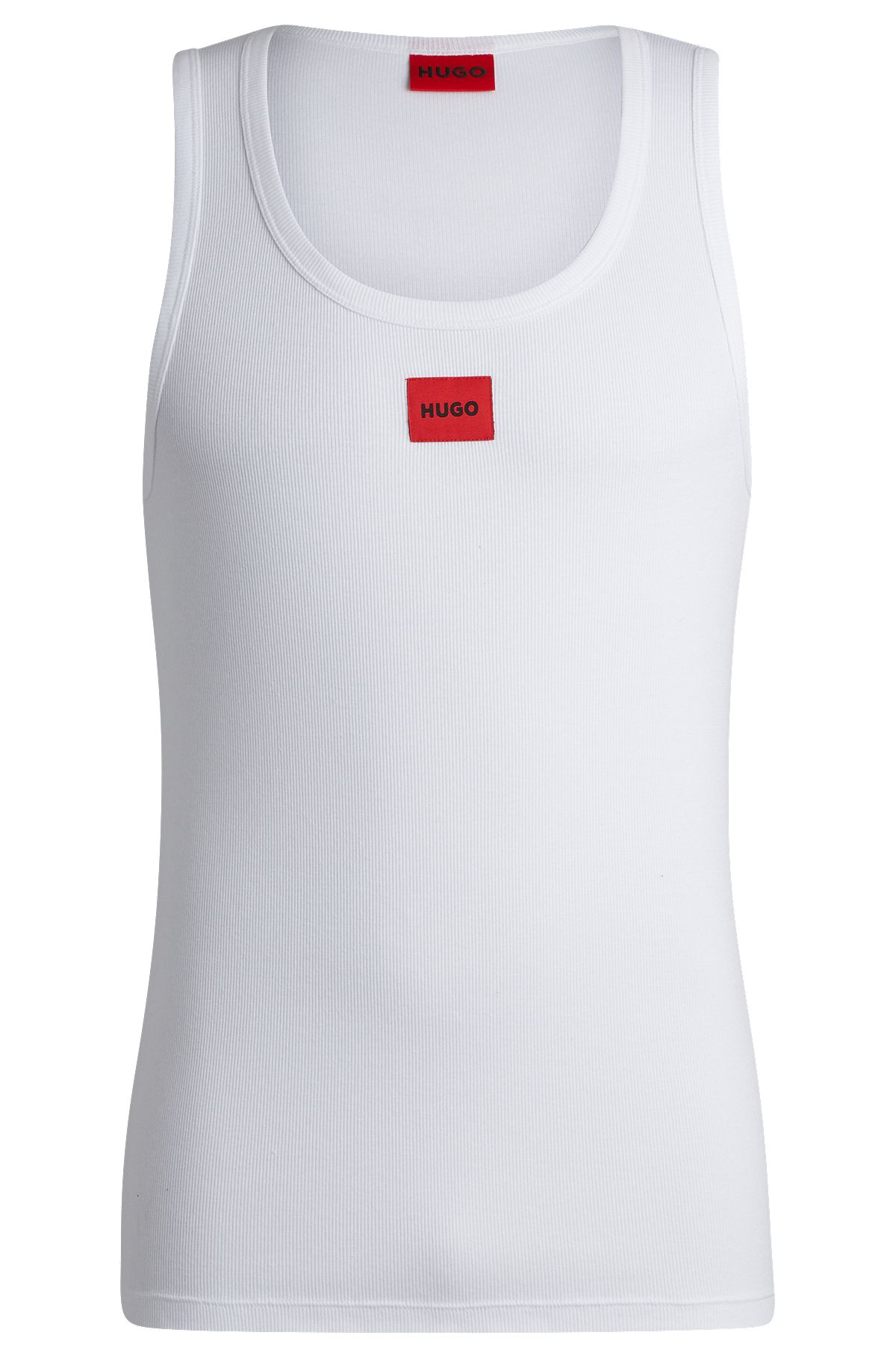 Regular-fit vest in stretch fabric with red logo, White