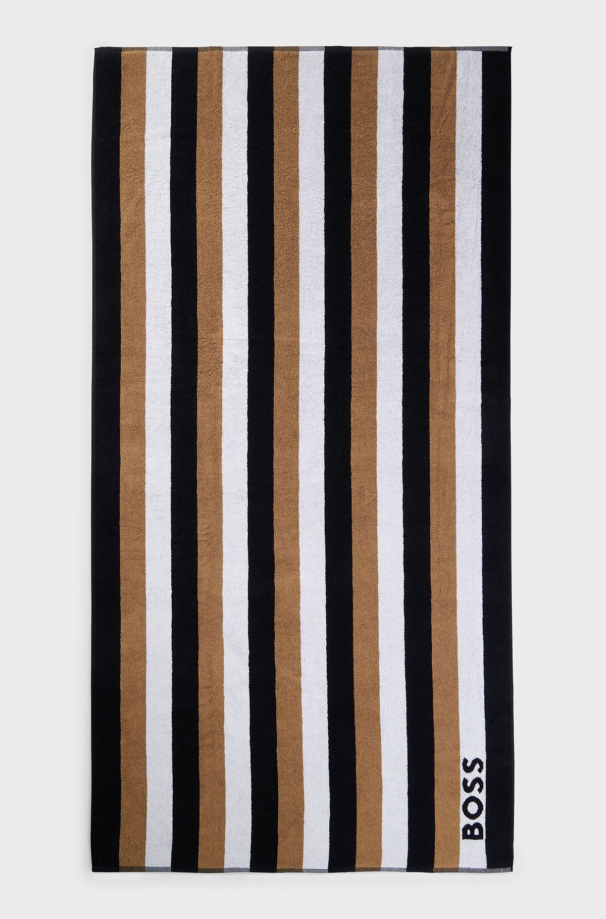 Signature-stripe beach towel in cotton terry, Patterned