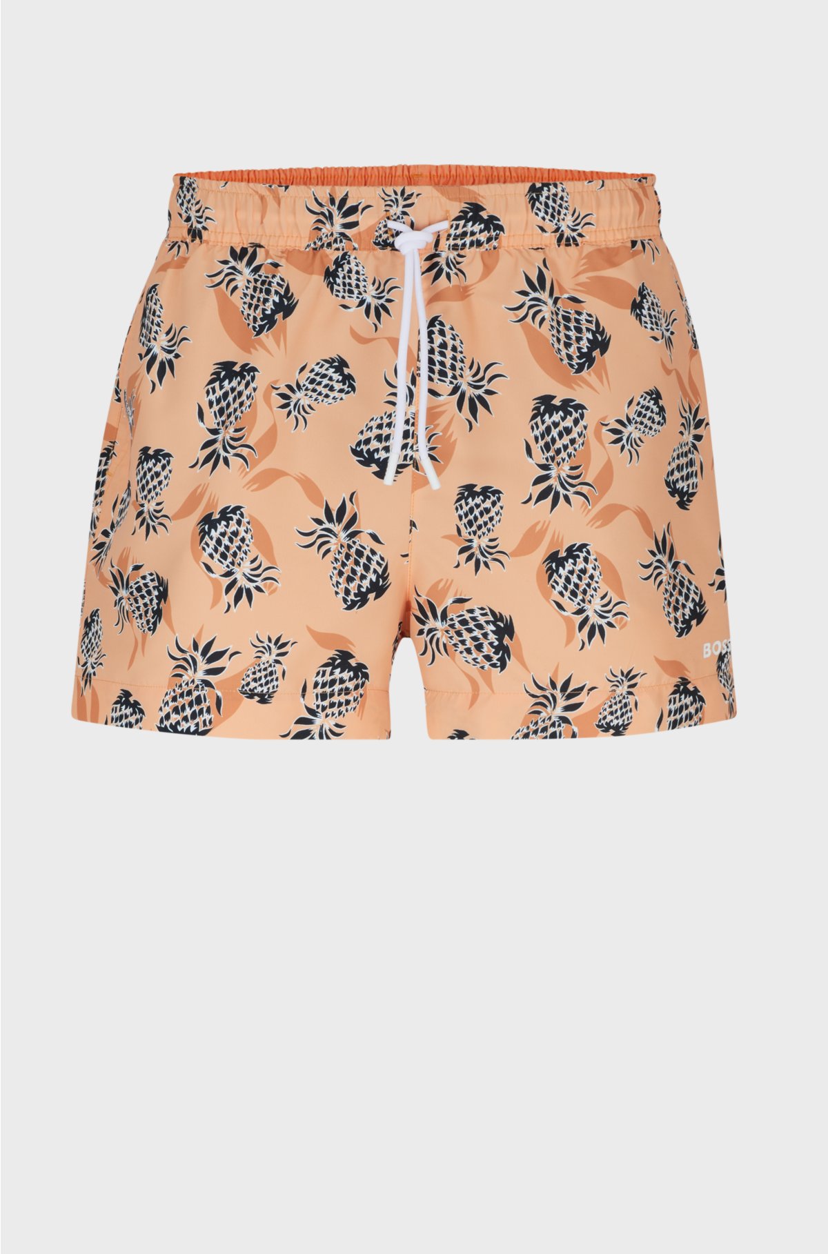 Fully lined swim shorts with pineapple motif, Orange