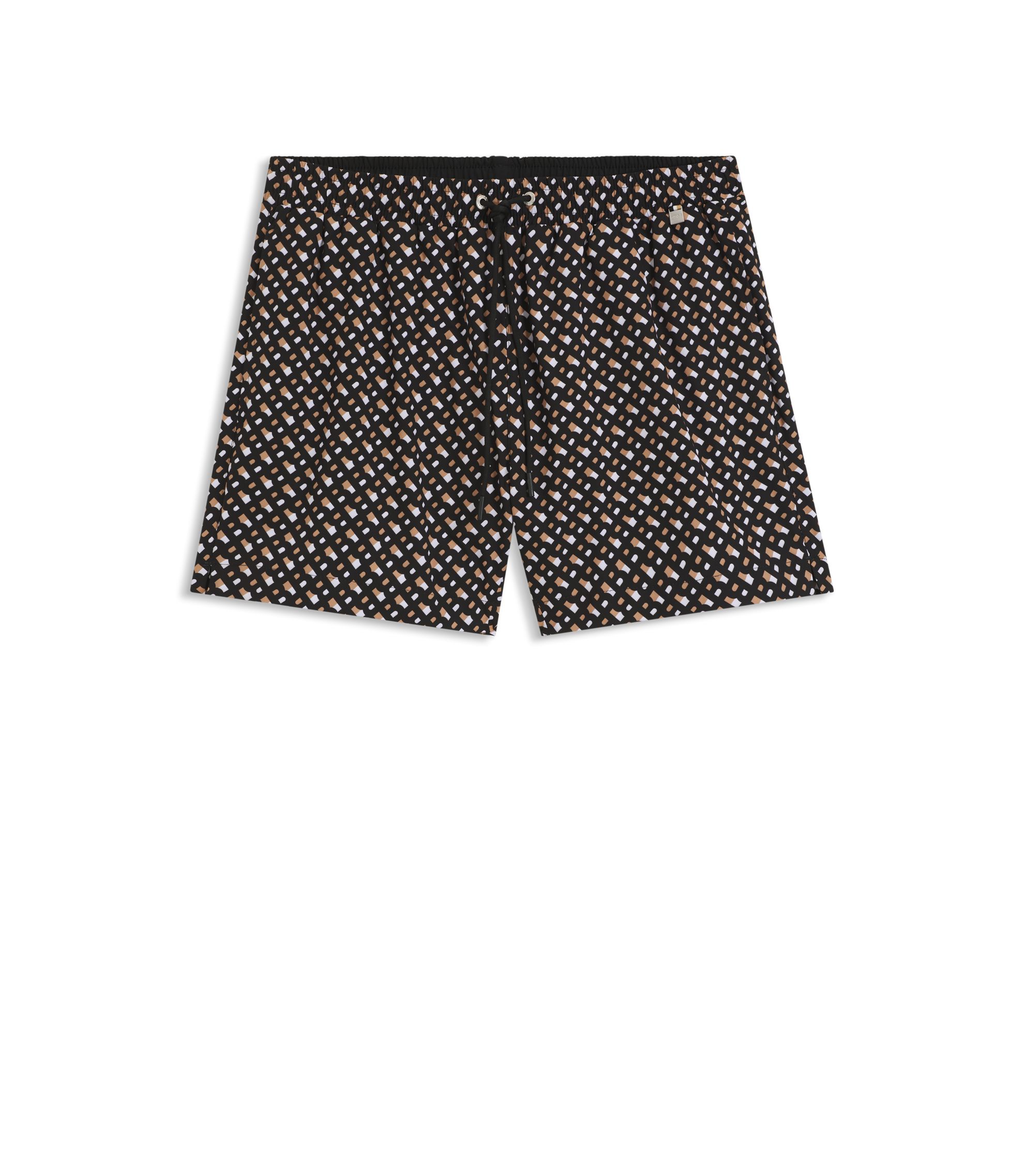 Schnell trocknende Badeshorts mit durchgehendem Innenfutter und Monogramm-Print