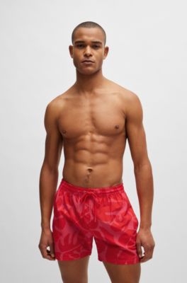 red hugo boss swim shorts
