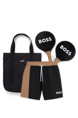 BOSS Set of beach ball equipment swim shorts and bag Black