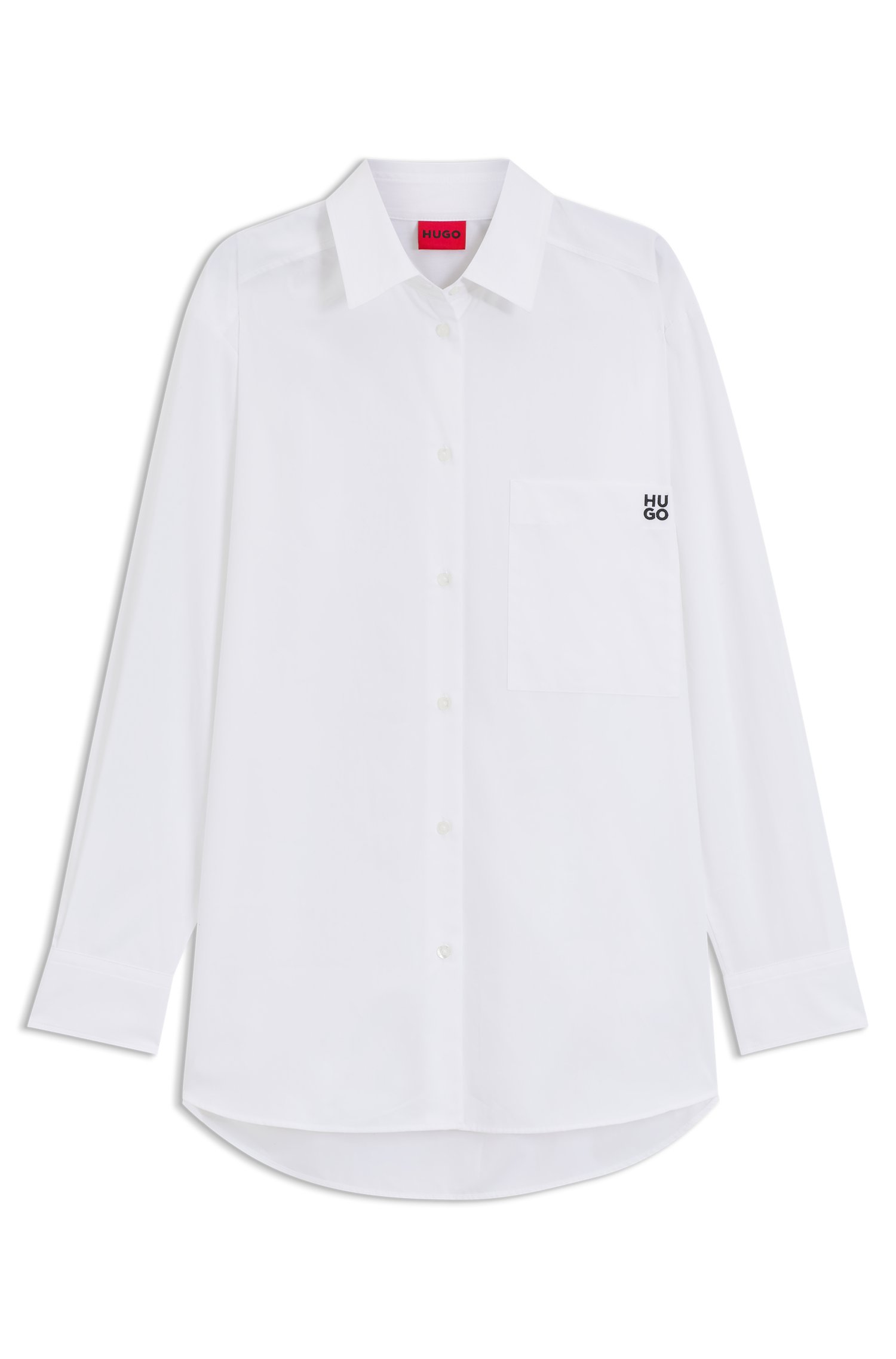 Hugo Oversized-fit blouse in cotton canvas with embroidered logo skjortor & blusar dam
