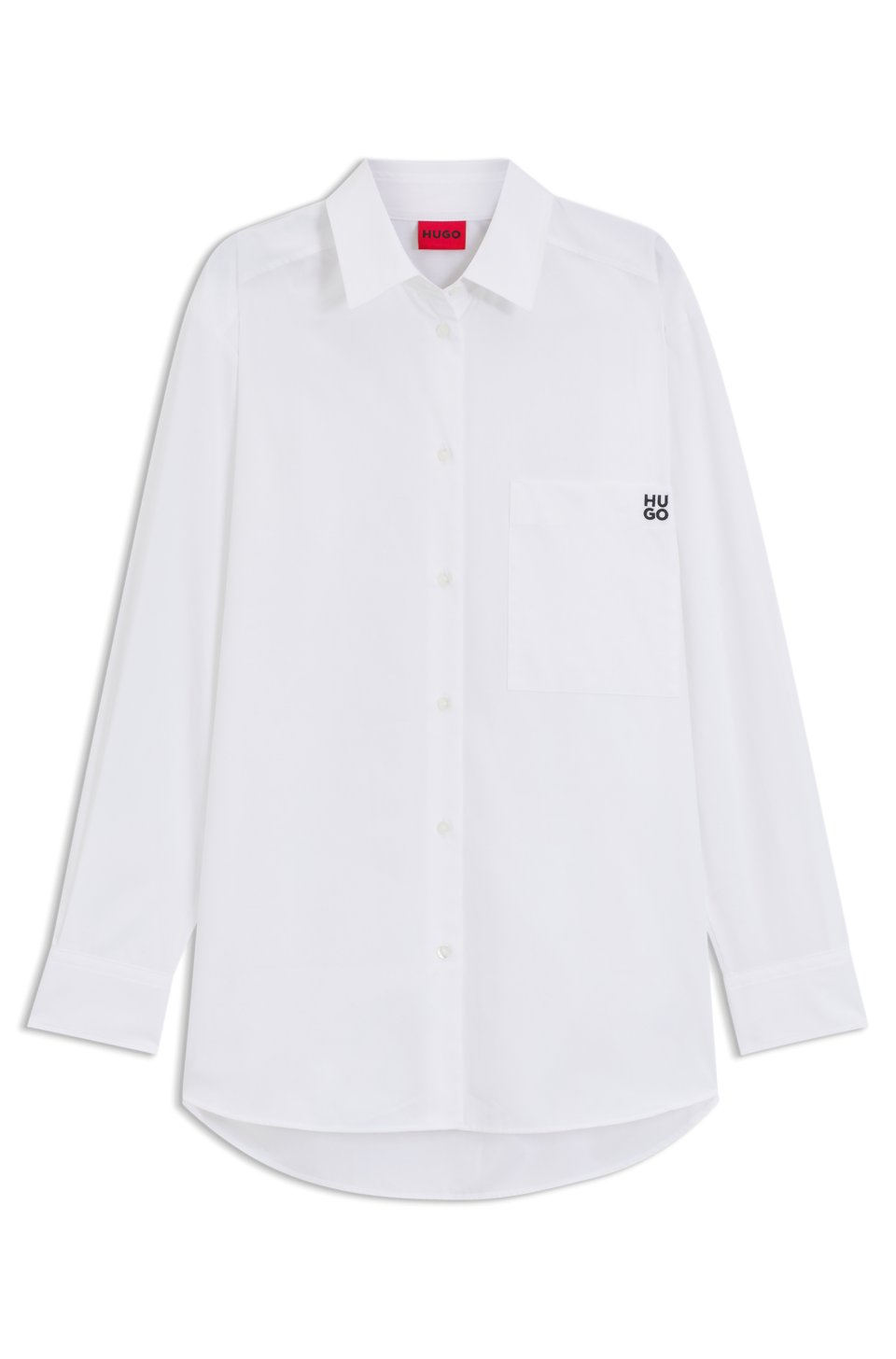 Oversized-fit blouse in cotton canvas with embroidered logo