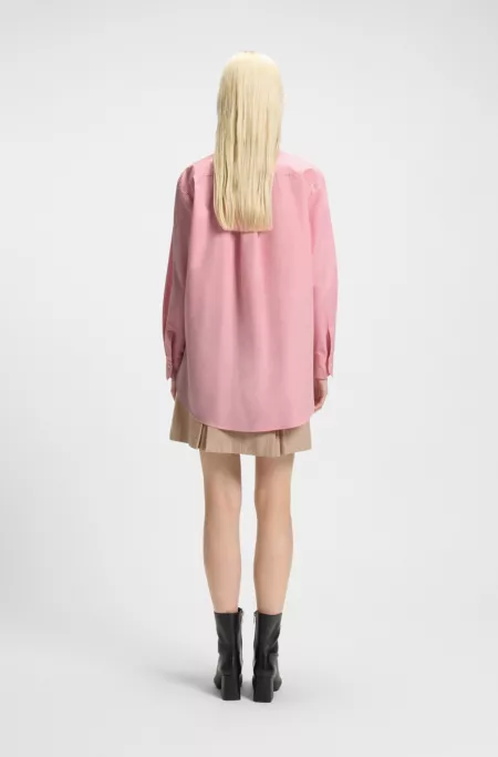 Chemisier Oversize en toile de coton avec logo brodé