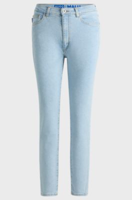 Skinny-fit jeans in aqua stretch denim, Light Blue