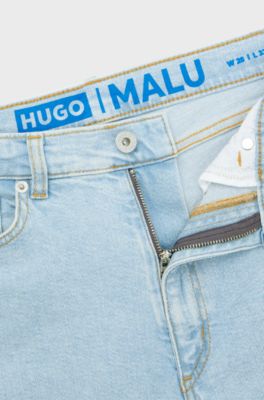 Skinny-fit jeans in aqua stretch denim, Light Blue