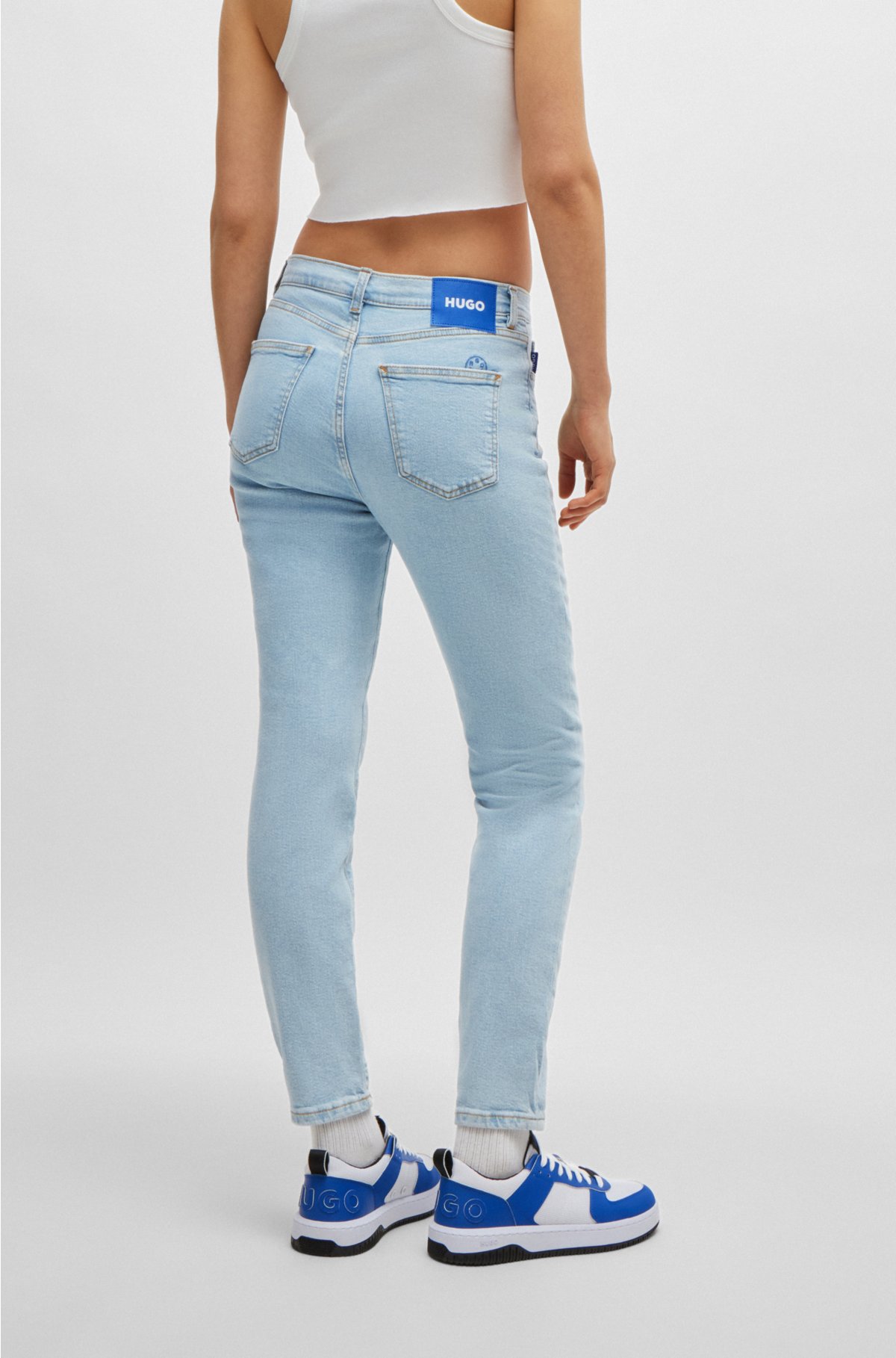 Skinny-fit jeans in aqua stretch denim, Light Blue
