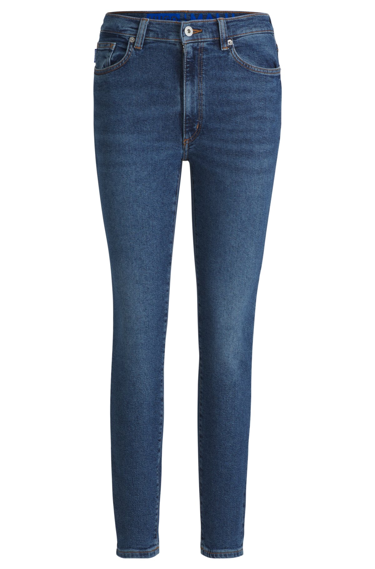 Skinny-fit jeans in medium-blue stretch denim, Blue