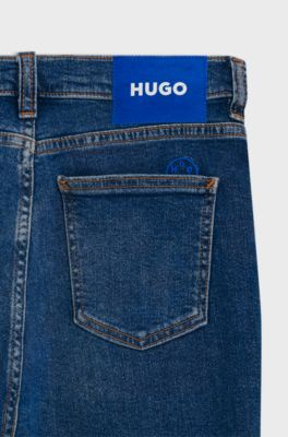 Skinny-fit jeans in medium-blue stretch denim, Blue