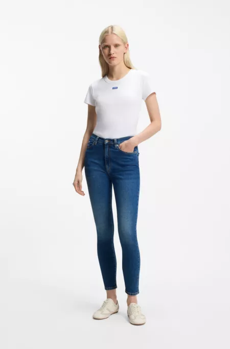 Skinny-fit jeans in medium-blue stretch denim
