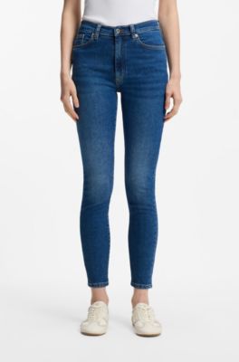 Skinny-fit jeans in medium-blue stretch denim, Blue