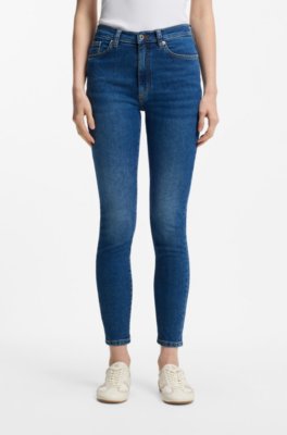 Skinny-fit jeans in medium-blue stretch denim